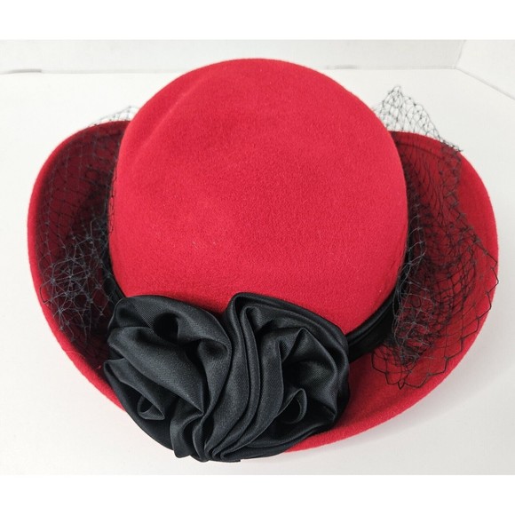 Michael Howard Miss Bierner Red Wool Hat HTF Rare - Picture 4 of 9